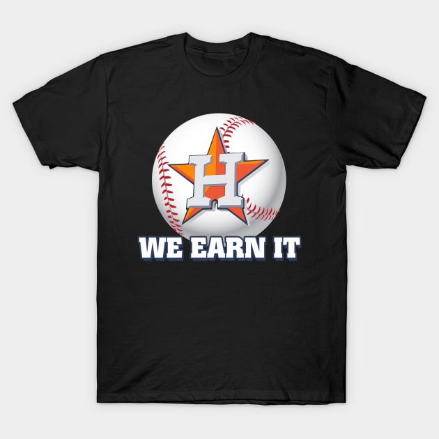 We Earn It Houston Baseball TShirt Throwback Astro Stripe T-Shirt by Walkowiakvandersteen